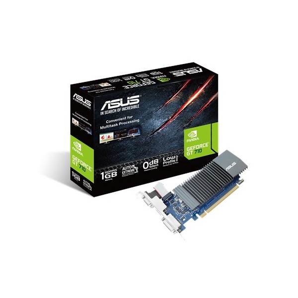 Asus Videókártya - nVidia GT710-SL-1GD5-BRK (1024MB, DDR3, 32bit, 954/5012Mhz, DVI, HDMI, D-Sub, Passzív hűtés)+LP