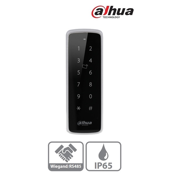 Dahua ASR1201D RFID kártyaolvasó (segédolvasó)+kódzár, Mifare 13,56MHz, IP65, RS-485/Wiegand