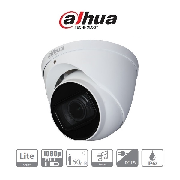 Dahua HAC-HDW1200T-Z-A Turret kamera, kültéri, 2MP, 2,7-12mm(motor), IR60m, ICR, IP67, DWDR, audio, AHD/CVI/TVI/CVBS