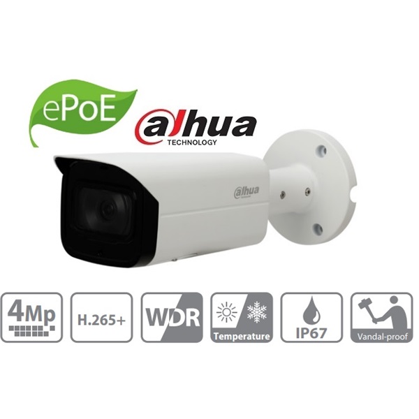 Dahua IP Bullet kamera - IPC-HFW4431T-ASE (4MP, 6mm, kültéri, H265+, IP67, IR60m, ICR, WDR, SD, PoE, I/O, audio, IK10)