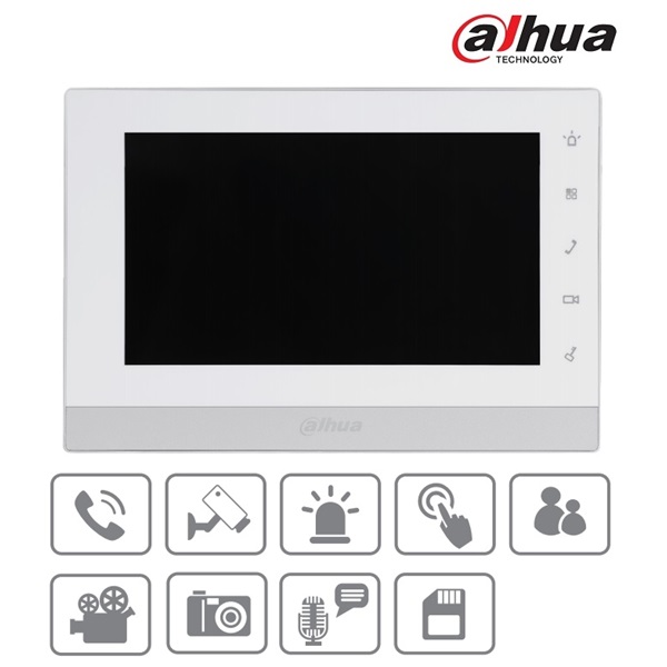 Dahua IP video kaputelefon - VTH1550CHW-2 (beltéri egység, két vezetékes, 7" touch screen, I/O, SD, RS485, 24VDC)