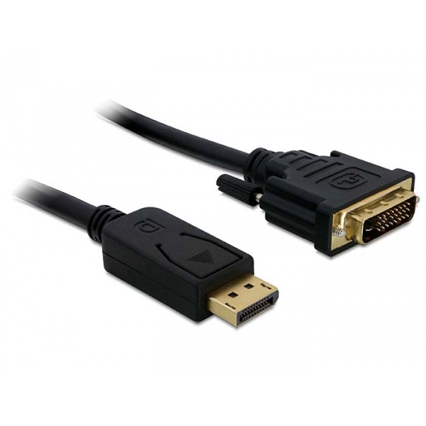 Delock Átalakító Kábel - 82590 (Displayport - DVI (24+1), apa-apa, FullHD, 1m)