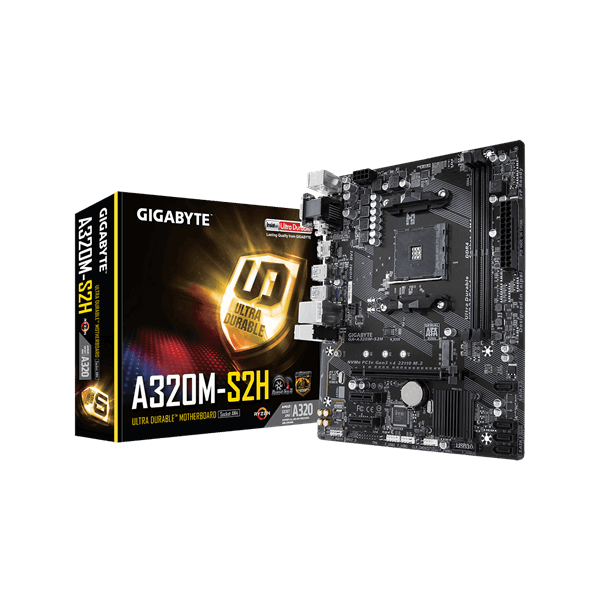 Gigabyte Alaplap - AMD GA-A320M-S2H AM4  (A320, 2xDDR4 3200MHz, PCI-E, 1xGBE LAN, 4xSATA3, 6xUSB2.0, 2xUSB3.1)