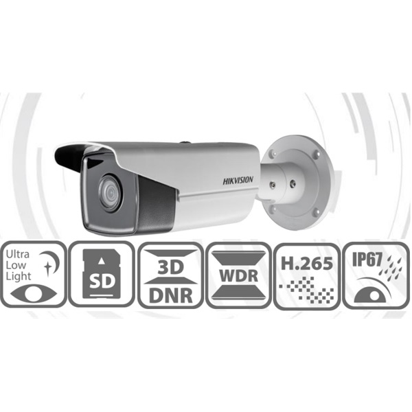 Hikvision IP csőkamera - DS-2CD2T25FHWD-I5(2MP/60fps, 2,8mm, kültéri, H265+, IP67, EXIR50m, D&N(ICR), WDR, SD, PoE)