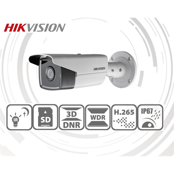 Hikvision IP csőkamera - DS-2CD2T43G0-I8 (4MP, 2,8mm, kültéri, H265+, IP67, IR80m, ICR, WDR, SD, PoE)