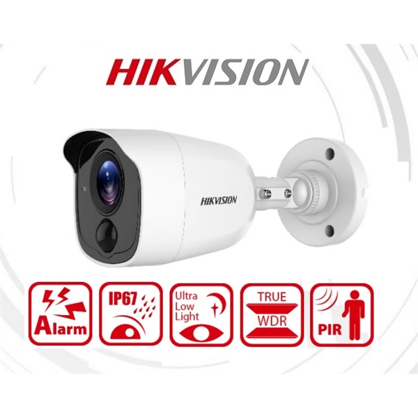 Hikvision DS-2CE11D8T-PIRL Bullet kamera, kültéri, 2MP,  3,6mm, IR30m, fehér led 20m,  PIR11m, ICR, IP67, WDR, 3DNR