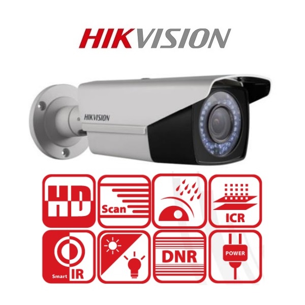 Hikvision DS-2CE16D0T-VFIR3F Bullet kamera, kültéri, 2MP,  2,8-12mm, IR40m, ICR, IP66, DNR, AHD/CVI/TVI/CVBS