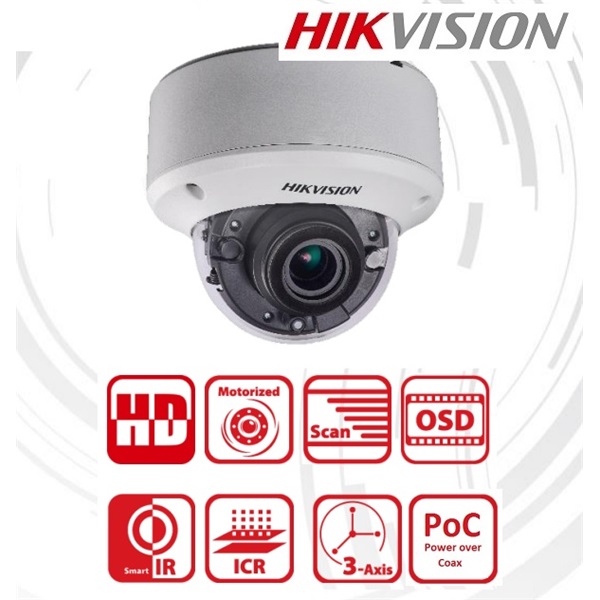 Hikvision DS-2CE56D8T-VPIT3ZE Dome HD-TVI kamera, kültéri, 2MP, 2,8-12mm(motor), EXIR40m, ICR, IP67, BLC, WDR, IK8, PoC