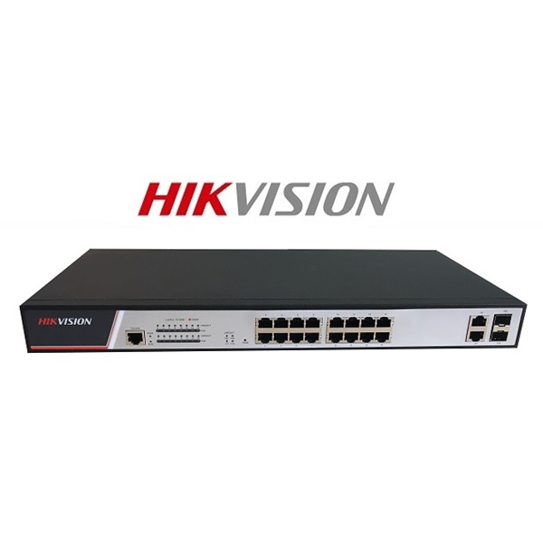 Hikvision DS-3E2318P menedzselhető PoE switch, 16x 10/100 PoE(300W) + 2x gigabit combo port