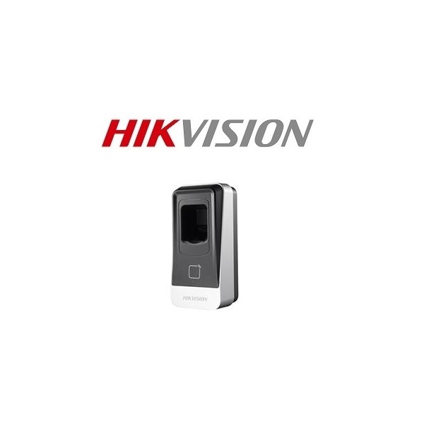 Hikvision RFID kártya és ujjlenyomat olvasó - DS-K1201MF (Mifare(13,56Mhz), RS-485, IP65, 12VDC)