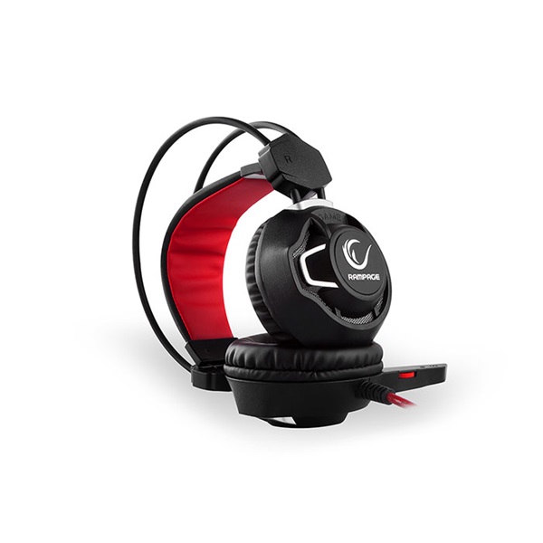 Rampage Fejhallgató - SN-RW2 (mikrofon, USB+3.5mm jack, hangerőszabályzó, nagy-párnás, 2m kábel, fekete)