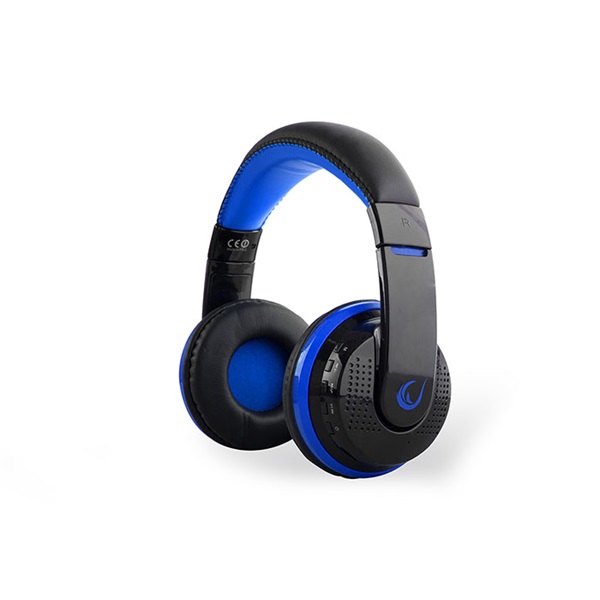 Rampage Fejhallgató Vezeték Nélküli - SN-RBT7 (Bluetooth v4.0, mikrofon, hang.szab., nagy-párnás, fekete-kék)