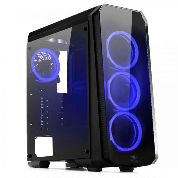 Spirit of Gamer Számítógépház - Deathmatch 8 Blue (ATX; ablakos, 4x12cm ventilátor, 1xUSB3 + 2xUSB2; fekete-kék)