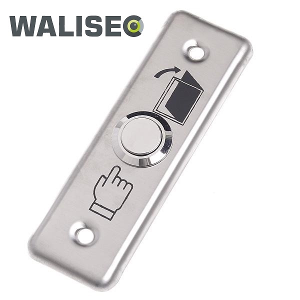 WaliSec ajtónyitó gomb, 91x28x20mm, rozsdamentes acél panel, fém gomb, NO